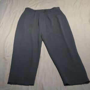 Women's Wide-Leg Navy Trousers - Tailored Pleat Front